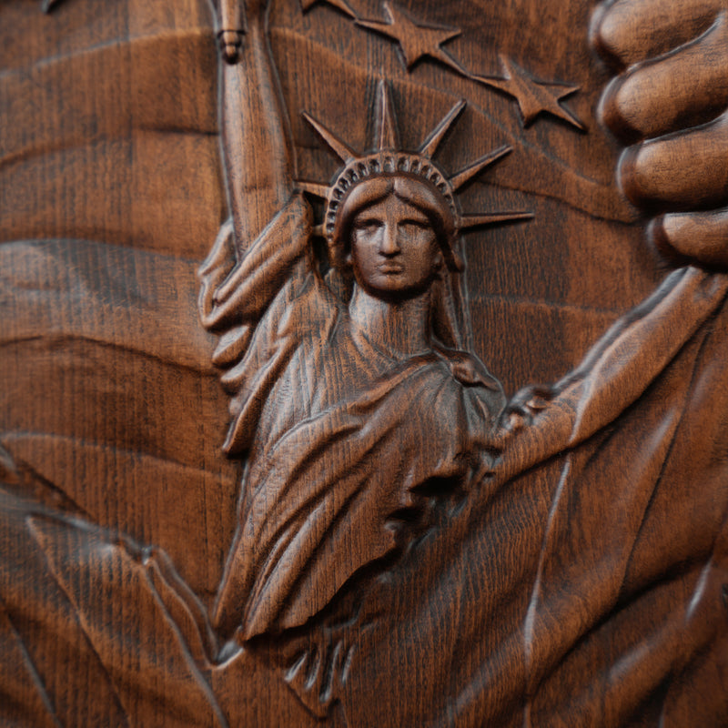 Lady Liberty Wall Decor Art Wood Sculpture