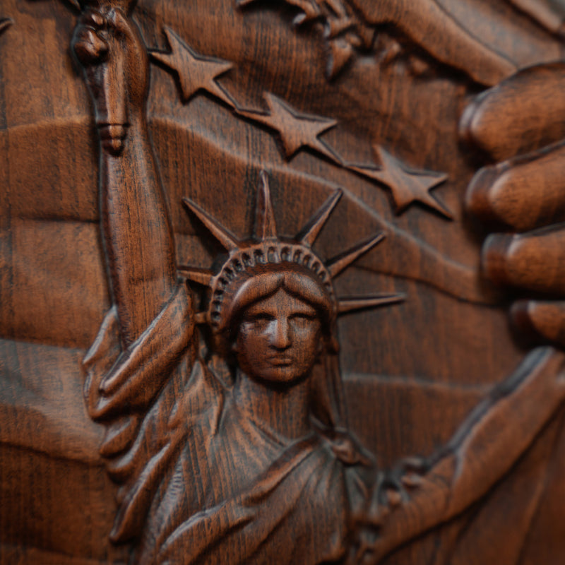 Lady Liberty Wall Decor Art Wood Sculpture