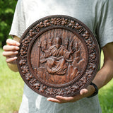 Universal God Round Wooden Carving Wall Decoration