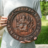 Universal God Round Wooden Carving Wall Decoration