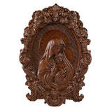 Bgcopper Mother Mary with Baby Jesus Wood Carving Decor