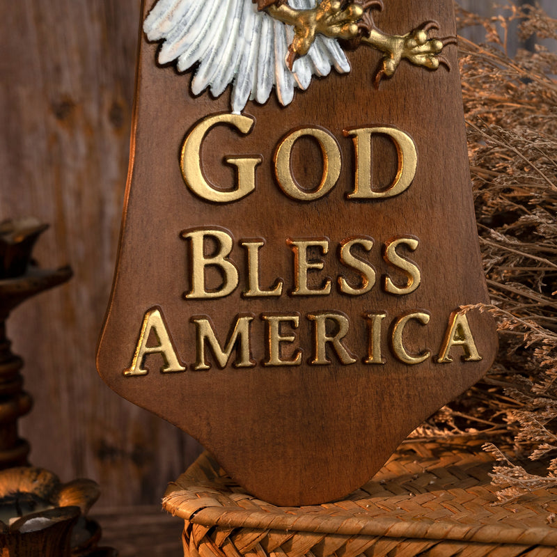 American Eagle Wooden Cross - God Bless America (Light-colored models)