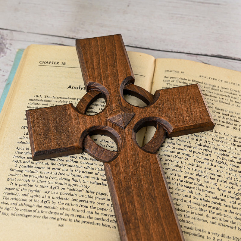 Irish Celtic Cross Wooden Hand Carved Cross for Wall Decor, Religious Gift Cross
