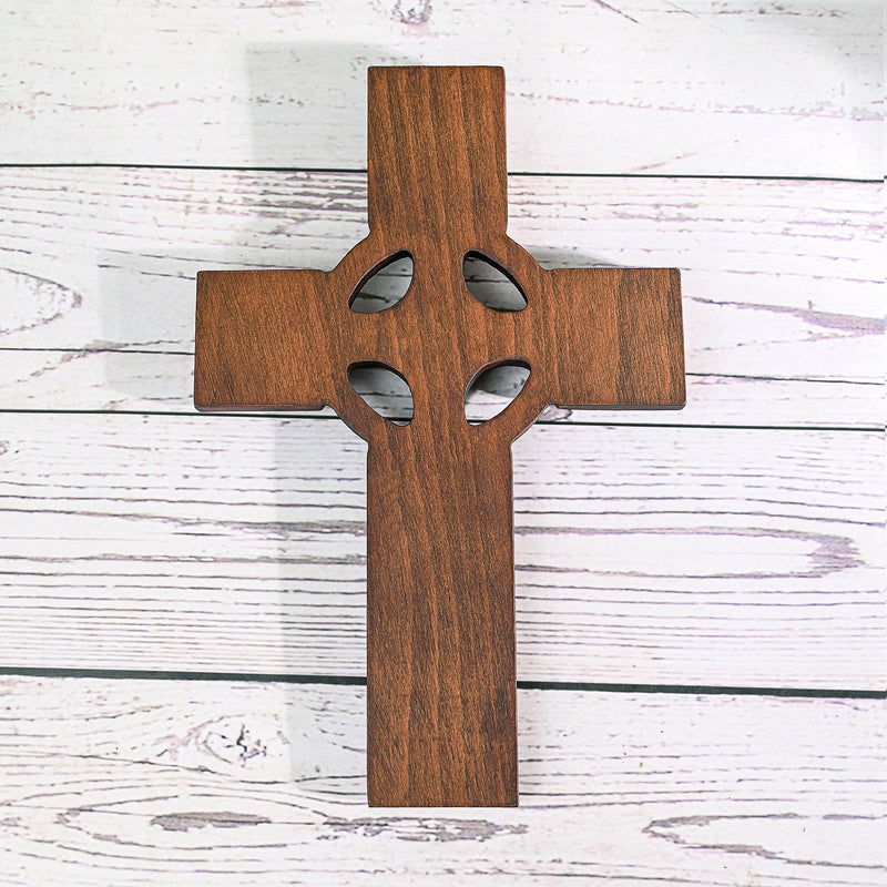 Irish Celtic Cross Wooden Hand Carved Cross for Wall Decor, Religious Gift Cross