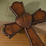 Eternal Heart Wooden Hand Carved Cross for Wall Decor, Religious Gift Cross