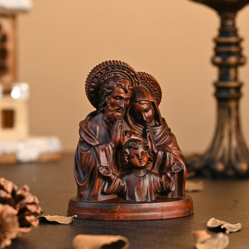 Holy Family Round Wooden Tabletop Ornament