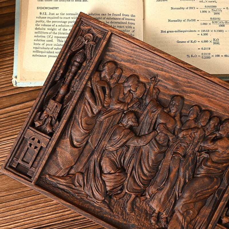 Beech wood Thomas and Jesus resurrection scene wall hanging - BGCOPPER