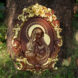 Mother Mary with Baby Jesus Wood Carving Decor