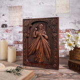 The Sacred Heart and Divine Mercy Jesus Christ Wood Wall Plaque