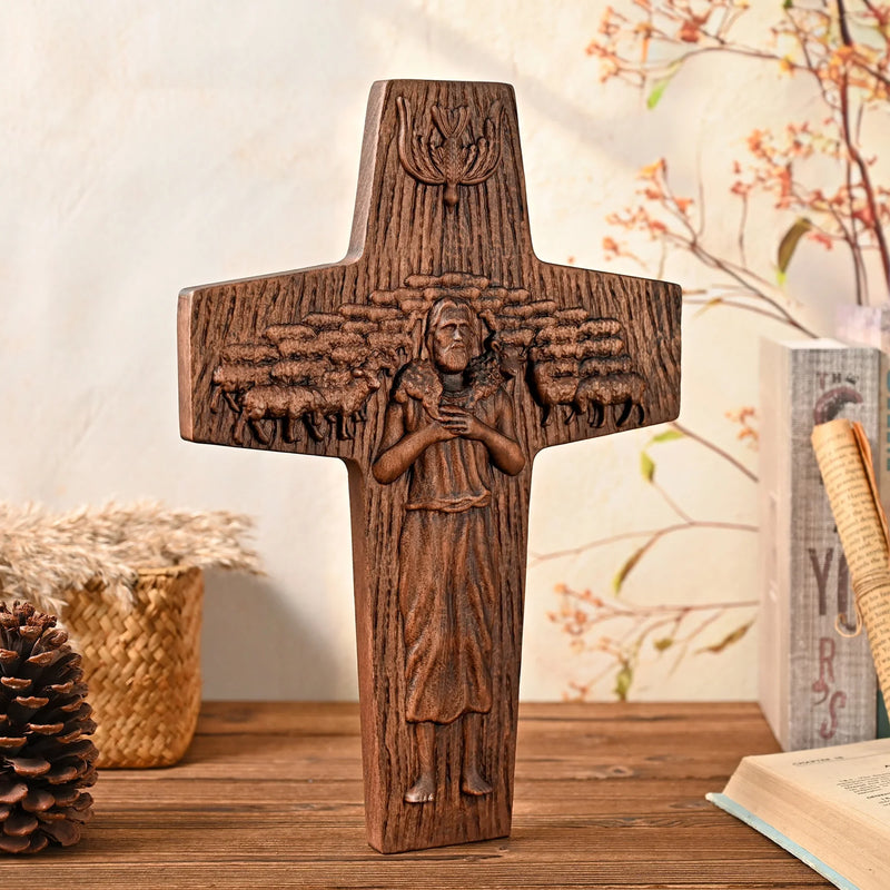 “Good Shepherd” Jesus Shepherd Wooden Wall Hanging - BGCOPPER