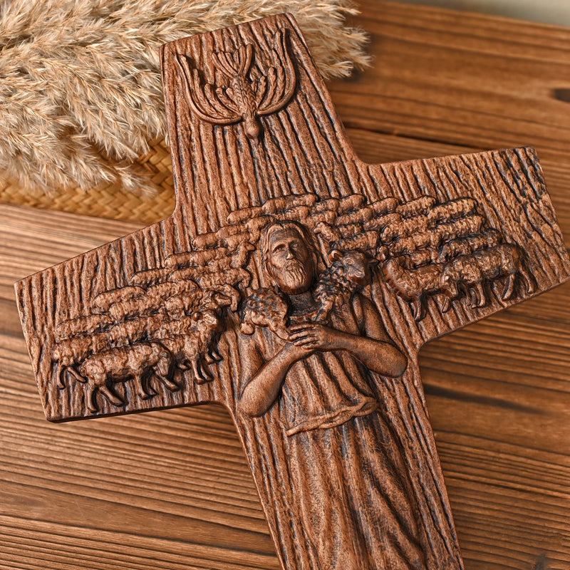 “Good Shepherd” Jesus Shepherd Wooden Wall Hanging - BGCOPPER