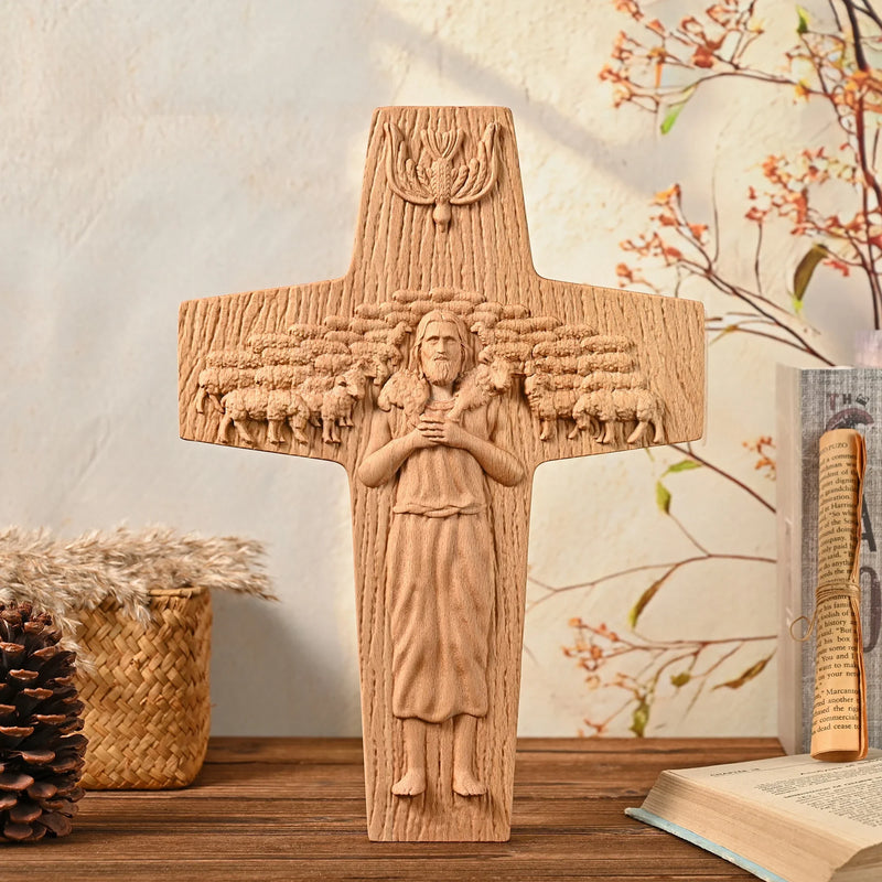 “Good Shepherd” Jesus Shepherd Wooden Wall Hanging - BGCOPPER