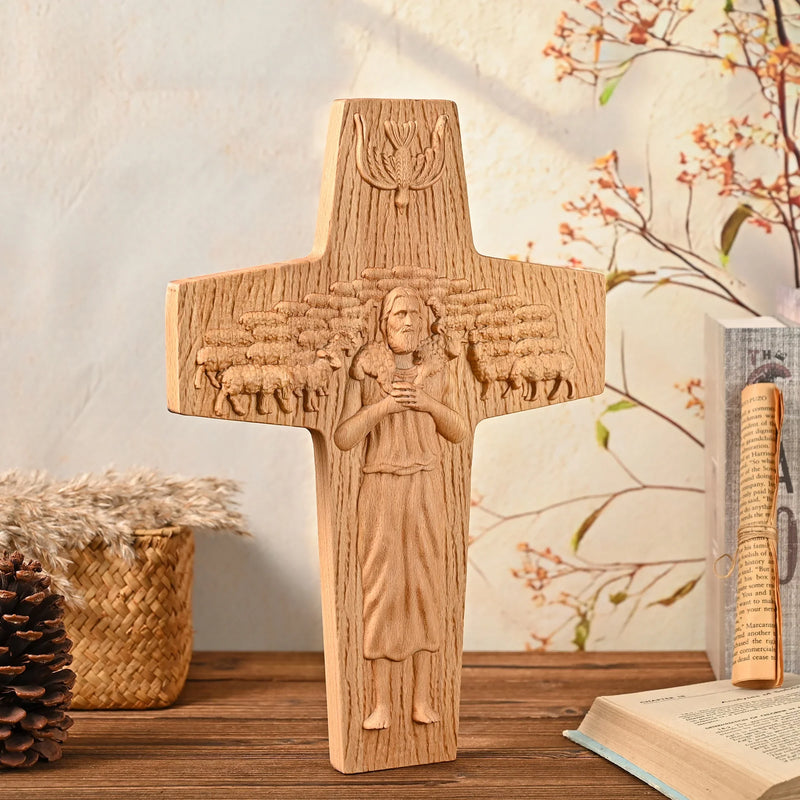 “Good Shepherd” Jesus Shepherd Wooden Wall Hanging - BGCOPPER
