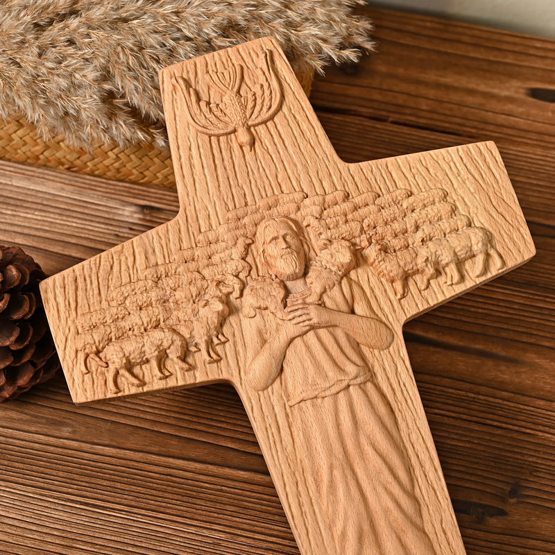 “Good Shepherd” Jesus Shepherd Wooden Wall Hanging - BGCOPPER