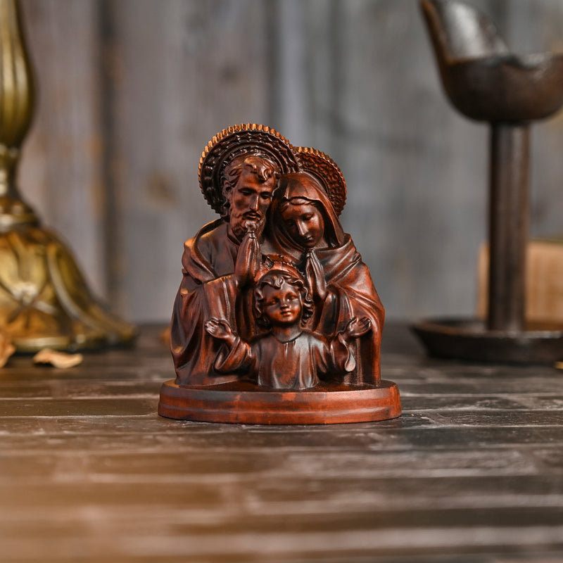 Holy Family Round Wooden Tabletop Ornament