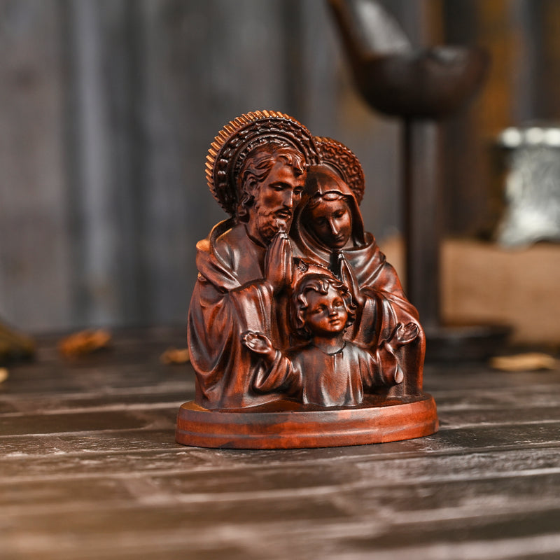Holy Family Round Wooden Tabletop Ornament