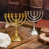 12 Tribes of Israel Menorah, Jerusalem Temple 7 Branch Jewish Candle Holder