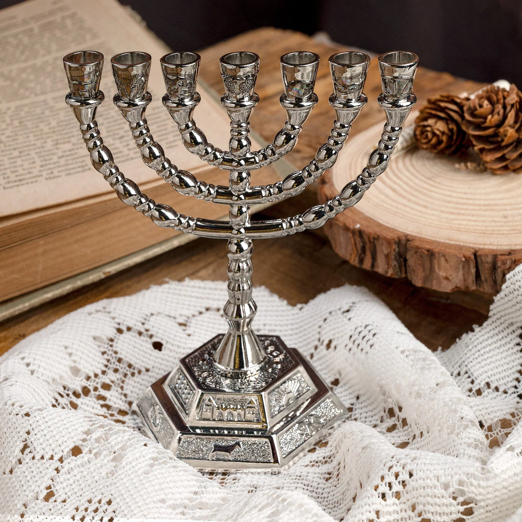 Tradtonal Classc Hanukkah Menorah - 9.5" Tall Graceful Style Candle