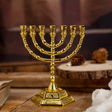 12 Tribes of Israel Menorah, Jerusalem Temple 7 Branch Jewish Candle Holder