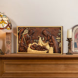 Nativity Scene Wood Carved Plaque, Religious Wall Decor, Christmas Gift