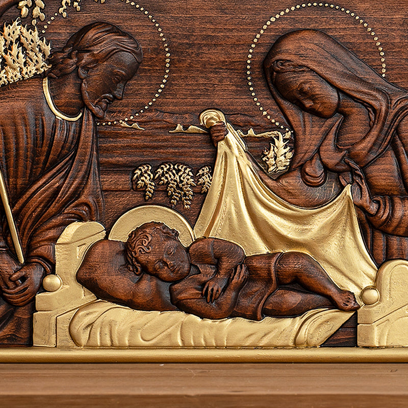 Nativity Scene Wood Carved Plaque, Religious Wall Decor, Christmas Gift