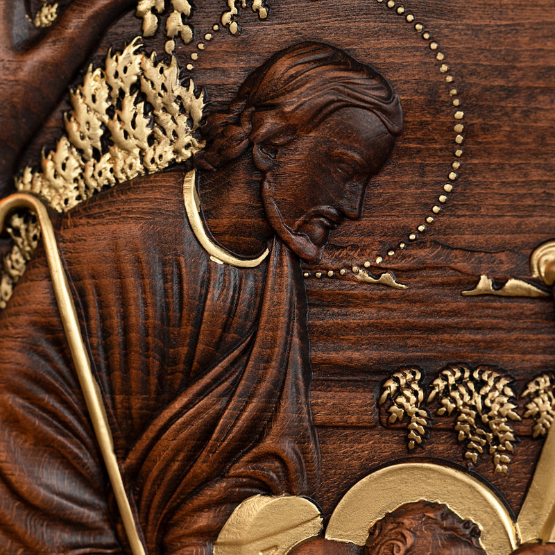 Nativity Scene Wood Carved Plaque, Religious Wall Decor, Christmas Gift