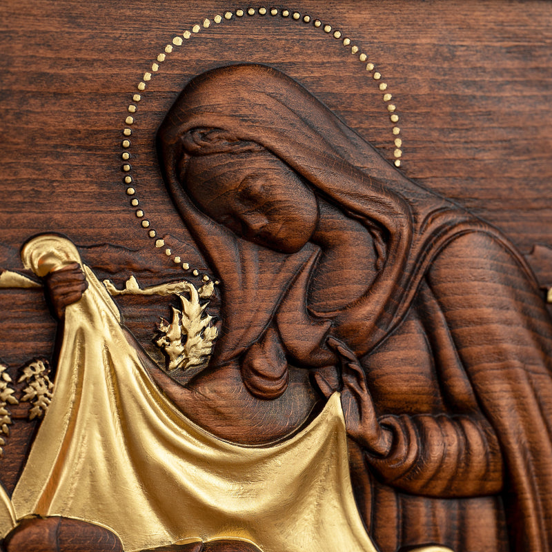 Nativity Scene Wood Carved Plaque, Religious Wall Decor, Christmas Gift
