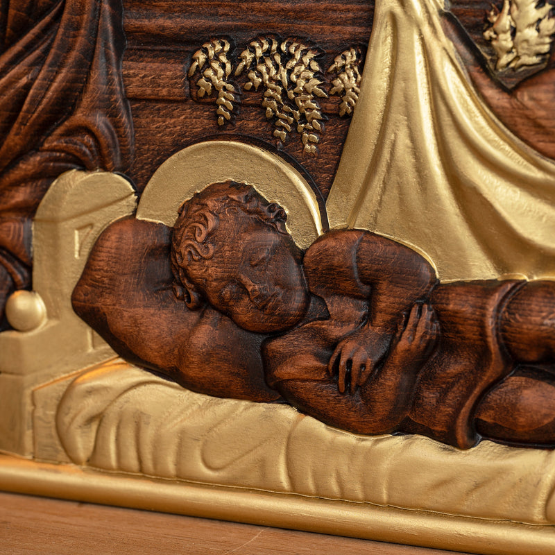 Nativity Scene Wood Carved Plaque, Religious Wall Decor, Christmas Gift