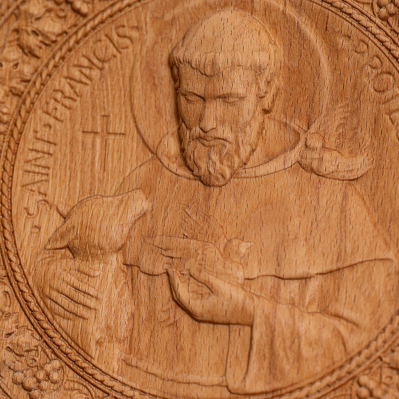 St. Francis of Assisi Patron Saint of Animals Religious Icon - Natural Wood Wall Decoration Hanging Souvenir