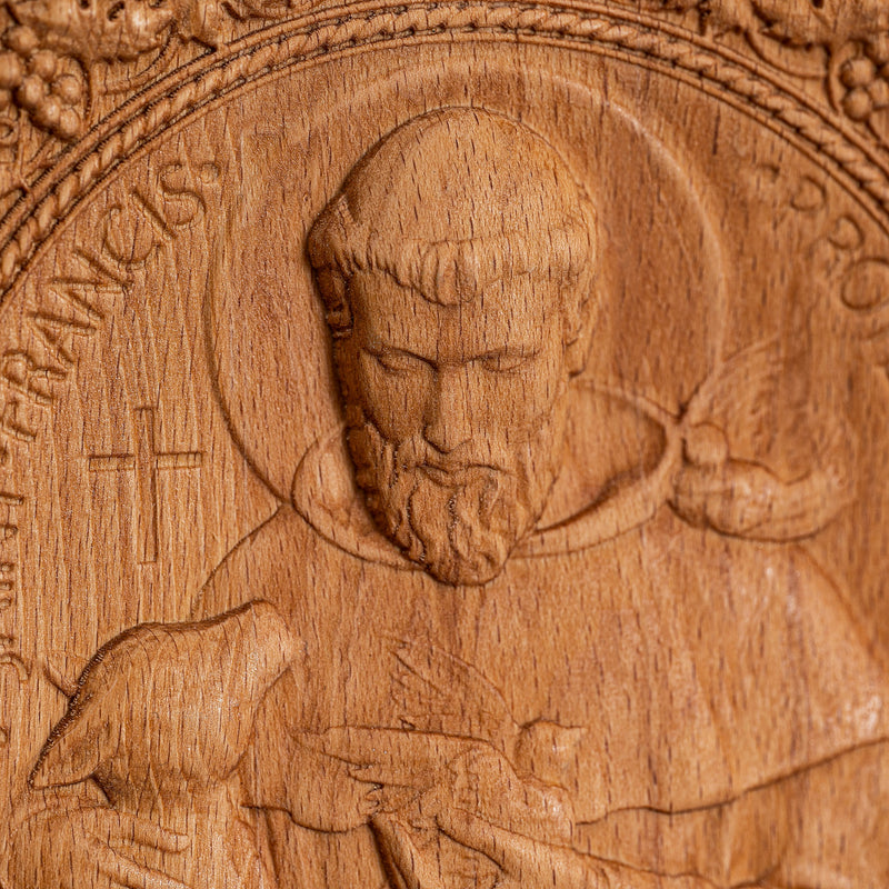 St. Francis of Assisi Patron Saint of Animals Religious Icon - Natural Wood Wall Decoration Hanging Souvenir