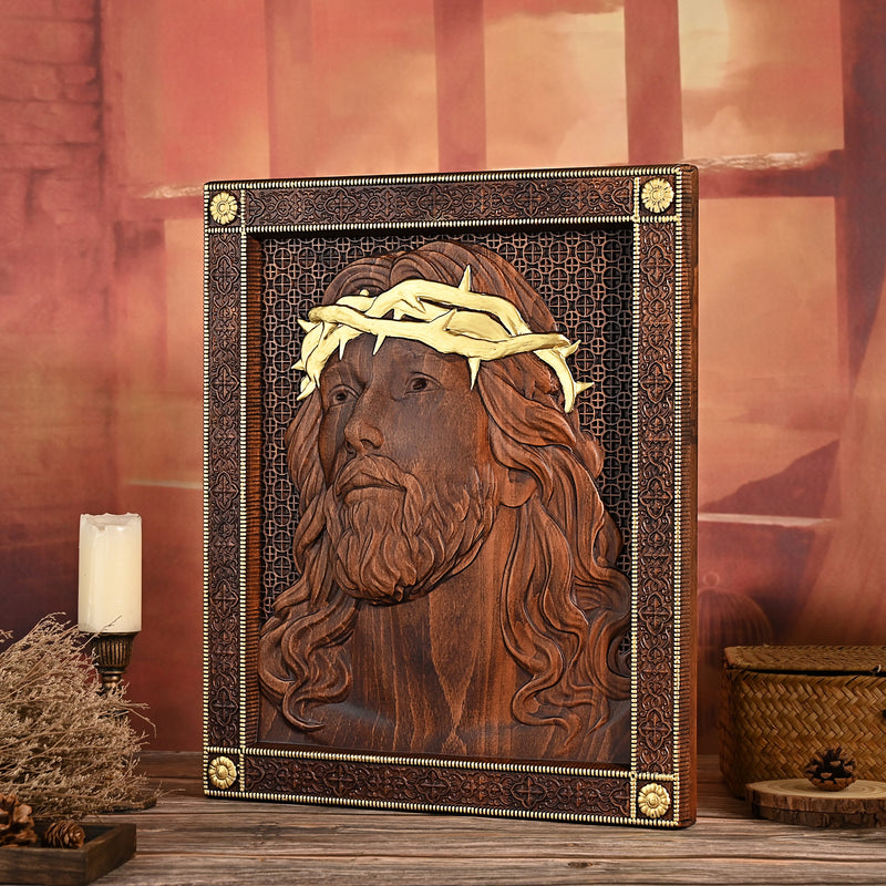 Jesus Crown of Thorns Wood Sculpture