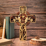 Holy Grail Wood Craving Cross-Handmade Religious Medal Gift