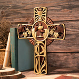 Holy Grail Wood Craving Cross-Handmade Religious Medal Gift