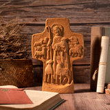 Good Shepherd Crucifix Wood Carving Religious Gift - Endless Care and Guidance