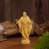 Hand Carved Sacred Heart of Jesus Virgin Mary Wooden Tabletop Ornament