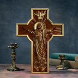 Ascension of Jesus wood carving cross