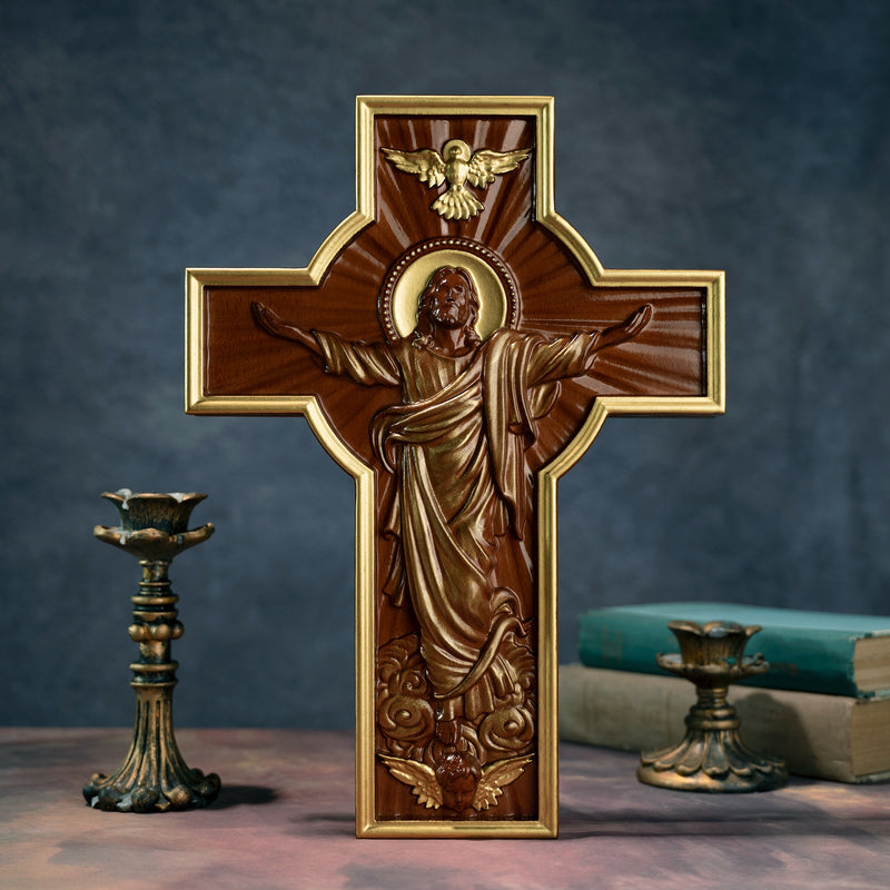 Ascension of Jesus wood carving cross