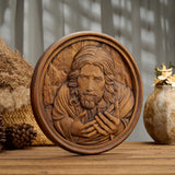 Jesus Christ Round Wooden Carving