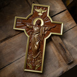 Ascension of Jesus wood carving cross
