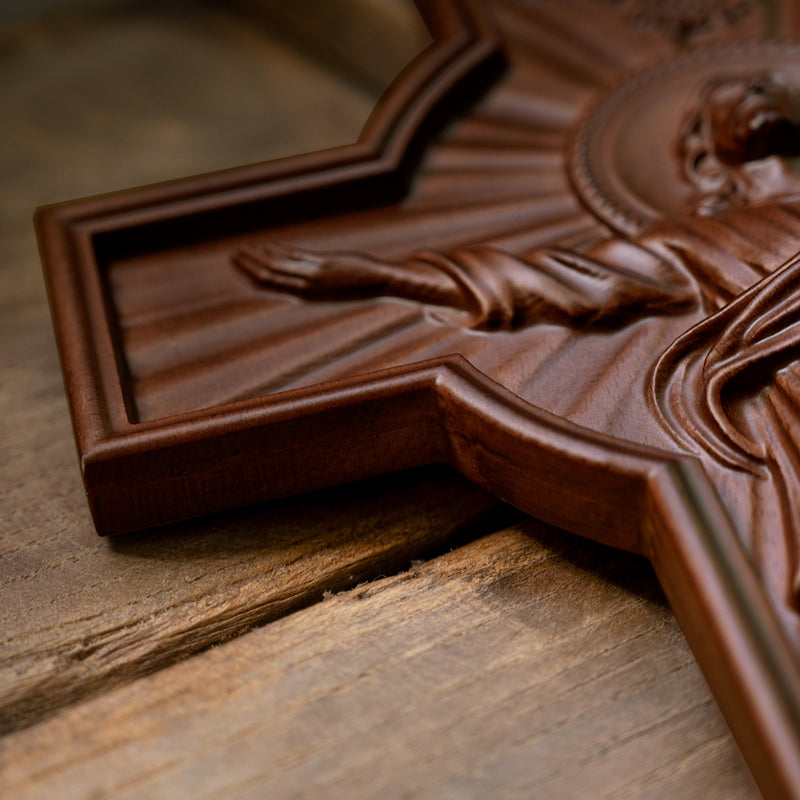 Ascension of Jesus wood carving cross