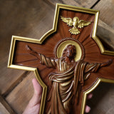 Ascension of Jesus wood carving cross