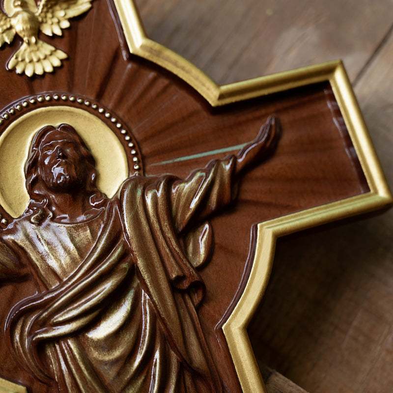 Ascension of Jesus wood carving cross
