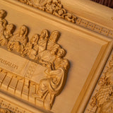 Hand-Carved Boxwood Last Supper Wall Art – Jesus & 12 Apostles Christian Relief Sculpture