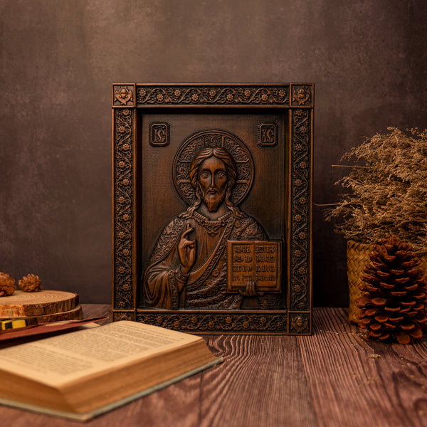 Jesus Christ Pantocrator Wood Carving