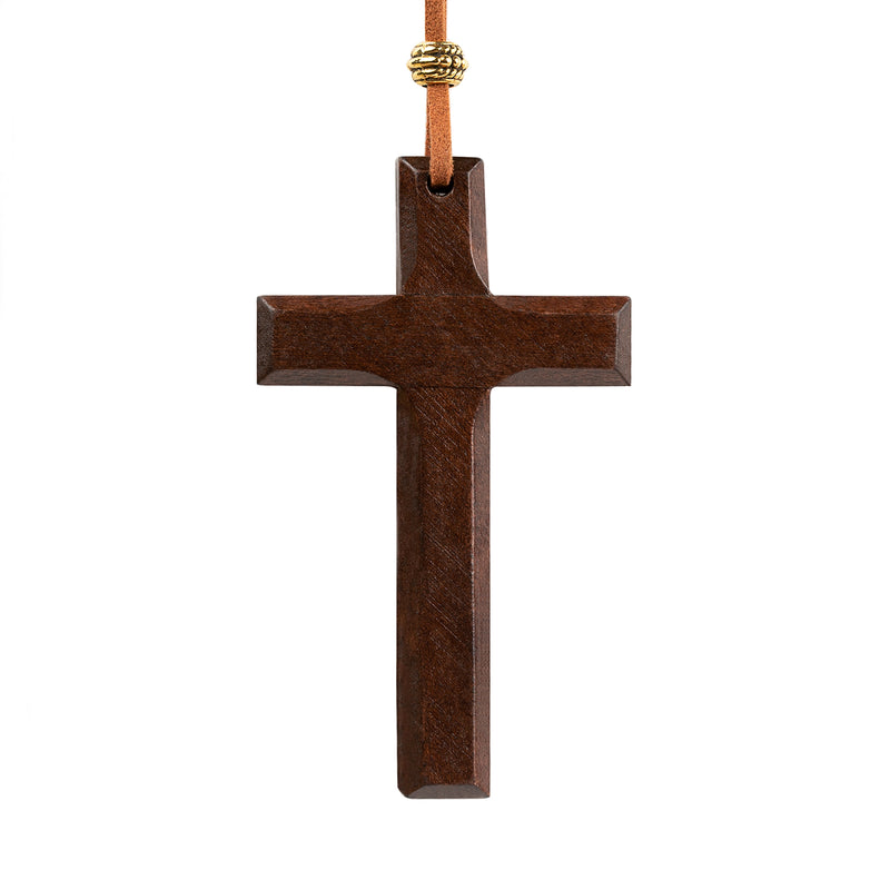 Vintage handmade double-layer alloy wood cross female male couple long pendant sweater chain cross car hanging