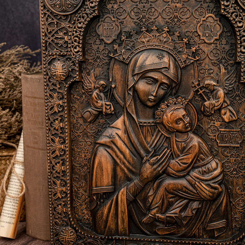 Our Lady of Perpetual Help Wood Carving Wall Decor Gift