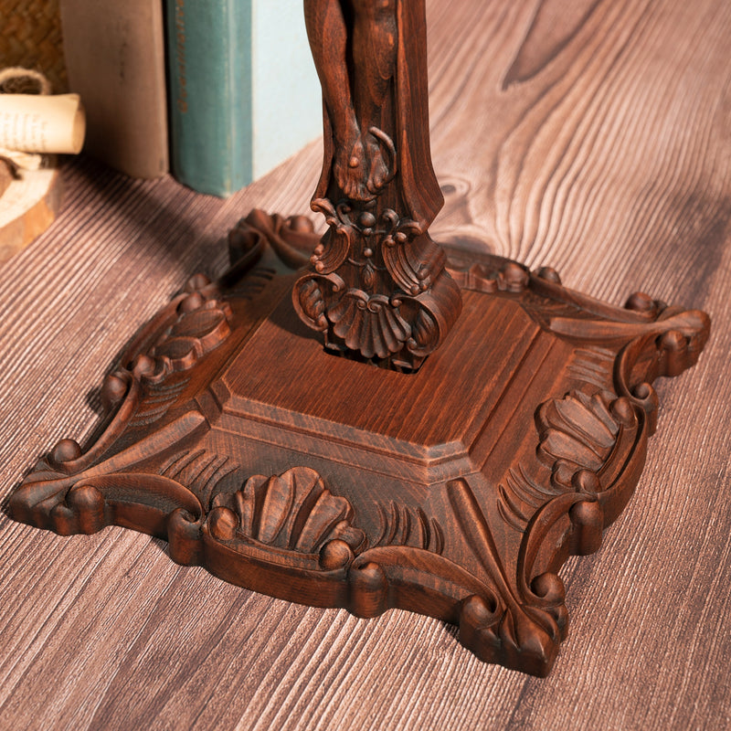 Wood carving of the Cross of the Order of Saint Benedict - with base