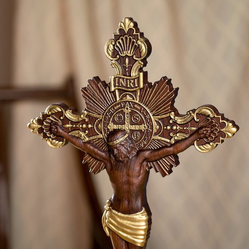 St. Benedict Exorcism Cross wood carved - Bless you and your family