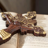 St. Benedict Exorcism Cross wood carved - Bless you and your family