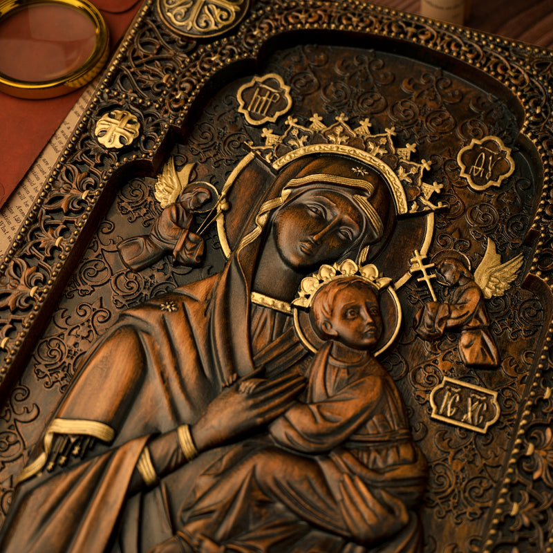 Our Lady of Perpetual Help Wood Carving Wall Decor Gift